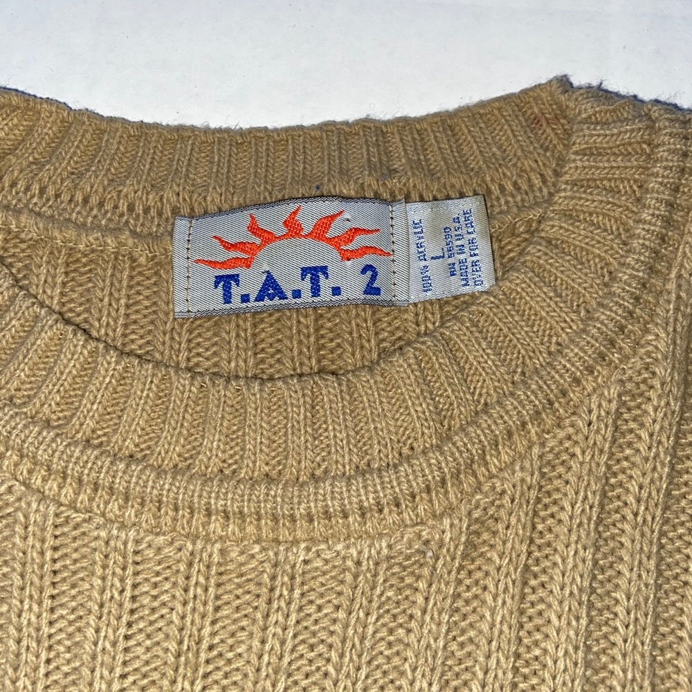 T.A.T.2 Vintage Single Line Tan Sweater Large - Picture 3 of 6